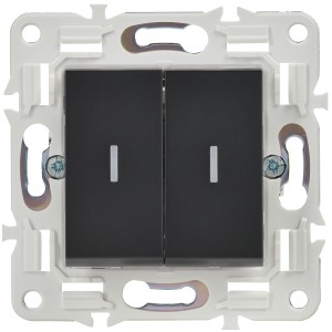 SKANDY Выключатель 2-клавишный проходной с индикацией 10А SK-V10Bl черный IEK