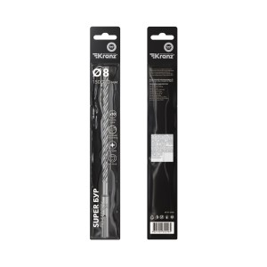 Бур по бетону SUPER 8x210мм, профессиональный, цельная крестовая пластина, SDS PLUS KRANZ