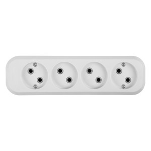 Розеточная колодка GSB-10-4-IP20 Easy, 10А, 4 места, без заземления, без выключателя, IP20.