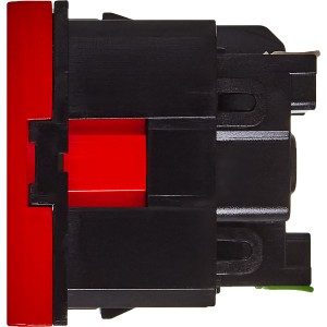 Розетка с заземляющим контактом защитной шторкой и безвинтовым зажимом (2 модуля) красная