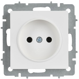 BRITE Розетка 1-местная без заземления с защитными шторками 10А РСш10-2-БрАБ арктический белый IEK