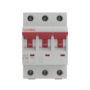 Модульный автоматический выключатель YON MB63, 3P, характеристика C, 16A, 6kA DKC