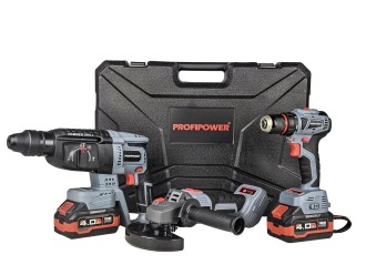 Аккумуляторный бесщеточный E0247 НАБОР 3в1 PROFIPOWER ProfiSet-3E18 (Li-ion-2шт, 4Ач, З/У, кейс, E0080,T0056, T0058)