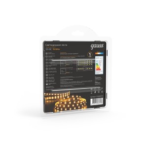 Лента Gauss LED 2835/120-SMD 9.6W 12V DC теплый белый (блистер 5м)