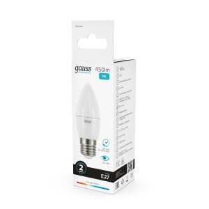 Лампа Gauss Elementary Свеча 6W 450lm 4100K Е27 LED 1/10/100