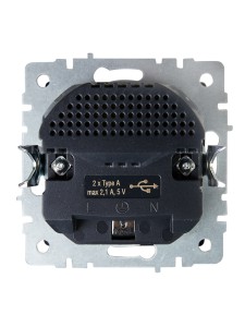 BRITE Розетка 1-местная с заземлением с защитными шторками 16А с USB A+A 5В 2,1А РЮш10-1-БрМ маренго IEK
