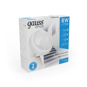 Св-к светодиодный Gauss IP54 D175*76 8W 680lm 6500K 160-260V Qplus круглый 1/30