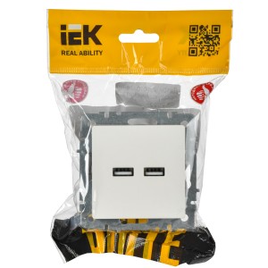 BRITE Розетка USB A+A 5В 3,1А РЮ10-1-БрБ белый IEK