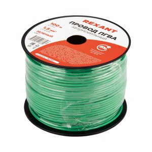 Провод ПГВА 1х1,50мм², зеленый, бухта 100м REXANT