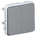 PLEXO - Выключатель/переключатель на два направления двухклавишный IP 55 (серый)