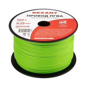Провод ПГВА 1х0,75мм², зеленый, бухта 100м REXANT