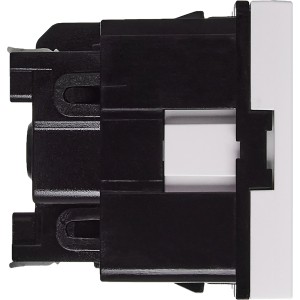 Розетка с заземляющим контактом защитной шторкой и безвинтовым зажимом (2 модуля) белая