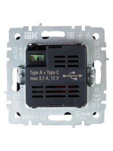 BRITE Розетка USB A+C 18Вт РЮ11-1-БрГ графит IEK