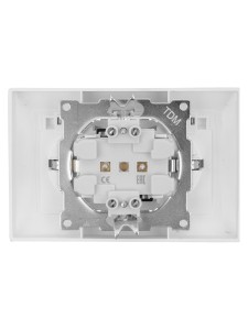 Розетка двойная 2П+З 16А 250В IP44 с защ. шт. с крышкой белая "Лама" TDM