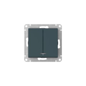 ATLASDESIGN 2-клавишный ВЫКЛЮЧАТЕЛЬ с подсветкой, сх.5а, 10АХ, мех., быстрозажим. клем., ИЗУМРУД
