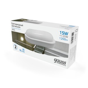 Св-к светодиодный Gauss Elementary IP65 200*98*46 15W 1200lm 6500K 160-260V ЖКХ овал 1/40