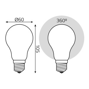 Лампа Gauss Filament А60 10W 820lm 2700К Е27 milky LED