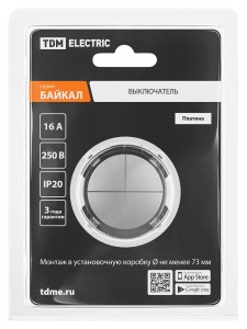 Выключатель 4-кл. 16А 250В кнопочный механизм платина, "Байкал" TDM