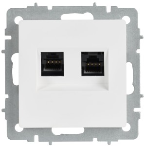 BRITE Розетка компьютерная двойная RJ45 кат.6 РК11-2-БрАБ арктический белый IEK