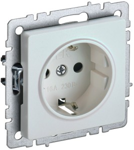 BRITE Розетка 1-местная с заземлением с защитными шторками 16А РС14-1-0-БрЖ жемчуг IEK
