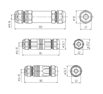 Коннектор кабельный FFC-23/3P-IP68 (Fortisflex)