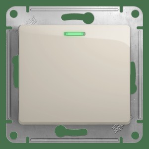 GLOSSA 1-клавишный ПЕРЕКЛЮЧАТЕЛЬ с подсветкой, сх.6а, 10AX, механизм, МОЛОЧНЫЙ
