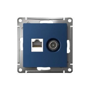 ATLASDESIGN РОЗЕТКА двойная ТВ + компьютерная RJ45 кат. 5e, механизм, АКВАМАРИН