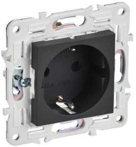 SKANDY Розетка с заземлением с защитными шторками 16А SK-R04G графит IEK