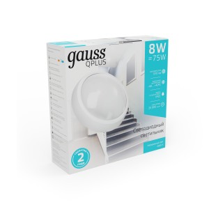 Св-к светодиодный Gauss IP54 D175*76 8W 670lm 4000K 160-260V Qplus круглый 1/30