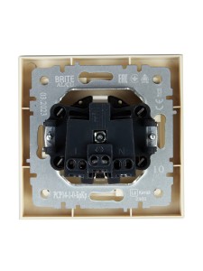 BRITE Розетка 1-местная с заземлением с защитными шторками 16А РС14-1-0-БрКр бежевый IEK