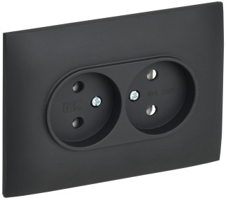 SKANDY Розетка 2-местная без заземления без защитных шторок 10А в сборе SK-R10G графит IEK