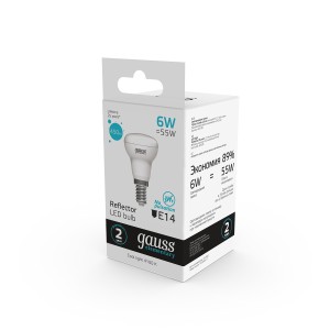 Лампа Gauss Elementary R50 6W 450lm 4100K Е14 LED 1/10/50
