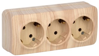 GLORY Розетка 3-местная для открытой установки с заземлением без защитных шторок 16А РС23-3-ХС сосна IEK