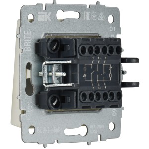 BRITE Выключатель 2-клавишный с индикацией для отелей 10А ВС10-2-9-БрКр бежевый IEK