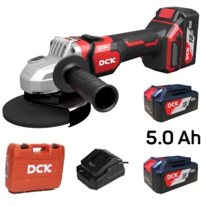 Машина шлифовальная аккумуляторная угловая бесщеточная DCK KDSM04-125, 125мм, 18В, 2*5 а/ч, 9000 об/мин