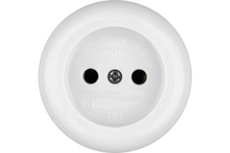 Розетка 2П 16А 250B о/у белая "Ретро" (карболит) TDM