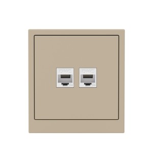Компьютерная розетка RJ-45 без шторки, кат.5е двойная, KANT, ванильный марципан DKC