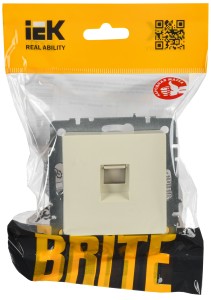 BRITE Розетка компьютерная RJ45 кат.6 РК11-БрКр бежевый IEK