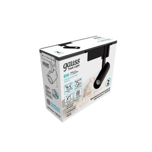 Светильник трековый Gauss цилиндр 8W 750lm 4000K 180-220V IP20 45*155мм черный линза 36º LED 1/40