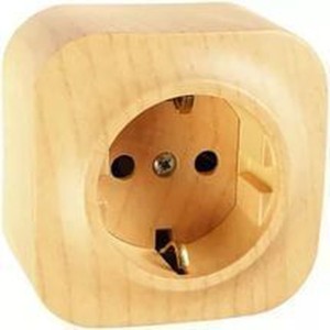 QUTEO Розетка 1-местная для открытой установки с заземлением с защитными шторками 16Адерево