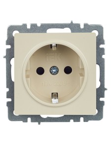 BRITE Розетка 1-местная с заземлением с защитными шторками 16А РС14-1-0-БрКр бежевый IEK