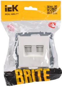 BRITE Розетка двойная RJ11+RJ45 кат.5E РК/Т12-БрЖ жемчуг IEK