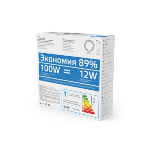 Св-к светодиодный Gauss IP54 D175*76 12W 1000lm 6500K 160-260V Qplus круглый 1/30