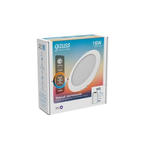 Свет-ик даунлайт GaussSmartHome 16W1600lm2700-4000K 220-240V IP20 165*38мм изм.цвет.тем+дим LED 1/30
