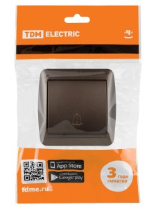 Кнопка звонковая открытой установки IP44 6А шоколад "Селигер" TDM