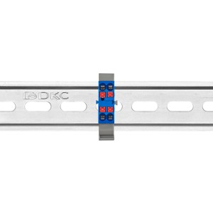 Блок распределительный с гориз. адаптером на рейку шириной 35мм, зажим push-in, 4 точки подключения 2,5 кв.мм, синий DKC