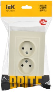 BRITE Розетка 2-местная без заземления без защитных шторок 10А в сборе РС12-2-БрКр бежевый IEK