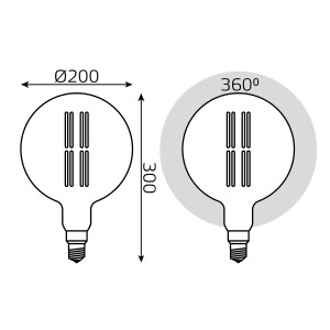Лампа Gauss Filament G200 8W 780lm 2400К Е27 golden LED 1/6