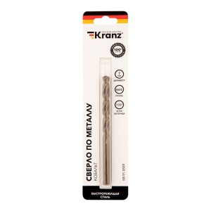 Сверло по металлу 7х109х69мм «Кобальт» (сталь HSS-Co 5% M35 P6M5K5) DIN 338, 1 шт. в блистере KRANZ