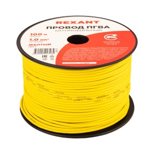 Провод ПГВА 1х1,00мм², желтый, бухта 100м REXANT